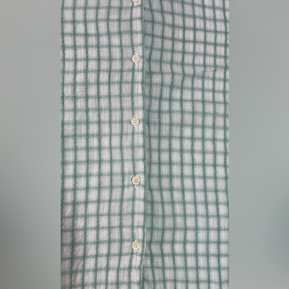 Nautica Shirt Plaid Medium Women’s Green/White Cotton Short Sleeve - Picture 4 of 9
